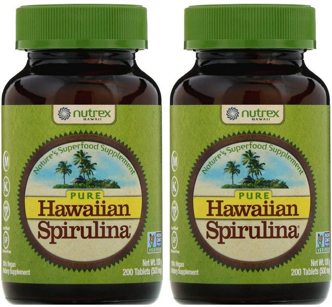 Nutrex Pure Hawaiian Spirulina 하와이 스피루리나 500mg 수퍼푸드 200정 2팩, 2개