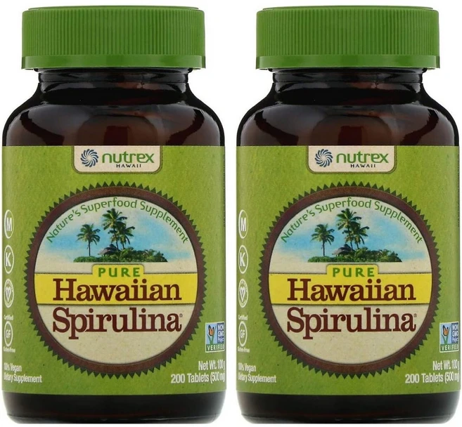 Nutrex Pure Hawaiian Spirulina 하와이 스피루리나 500mg 수퍼푸드 200정 2팩, 2개 - 쿠팡