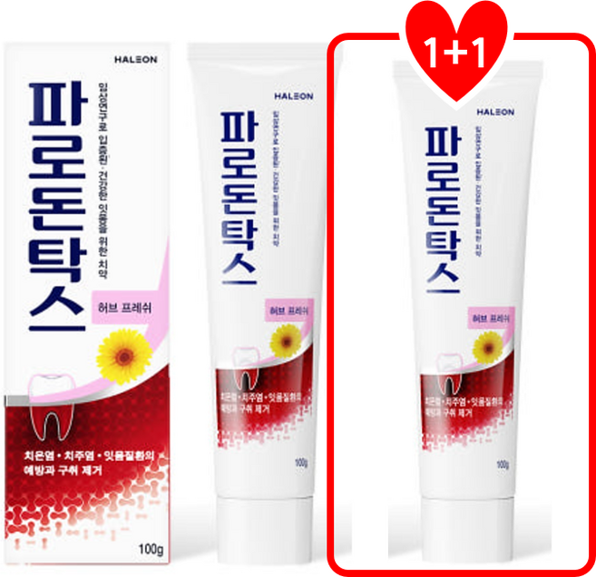 [호랑이생활건강 구취 잇몸 케어 추천1위]파로돈탁스 허브프레쉬치약1+1(사은품) 총 100G x 2EA 무료배송[잇못 시린이 입냄새 충치 미백 치주염 퍼팩트 케어], 2개