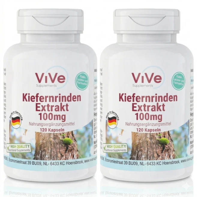ViVe 소나무껍질 추출물 피크노제놀 100mg 프로안토시아니딘 120정 2개 - 쿠팡