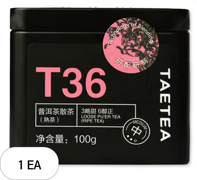 대익차 보이차 산차 T36 숙차, 100g, 1개입, 1개