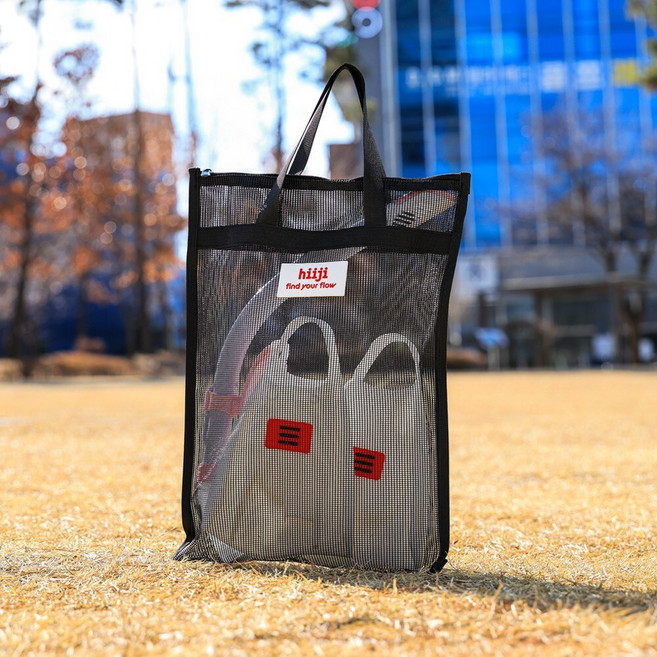 히지 메시 수영 수영장 물놀이 오리발 숏핀 가방 메쉬백 직사각 블랙 워터파크