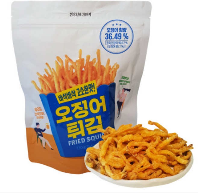 노브랜드 오징어 튀김 130g 후라이드 바삭바삭 고소한맛 간식 맥주 안주 야식 캠핑 혼술, 1개, 1개