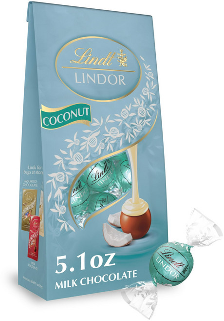 린트 Lindt 린도르 코코넛 밀크 트러플 캔디 초콜릿, 144g, 2개
