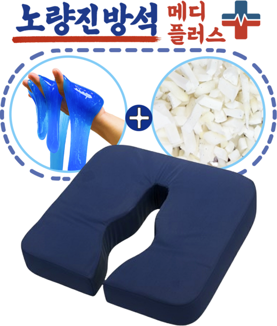 노량진 방석 메디플러스 치질 꼬리뼈 도넛 엉덩이 전립선 임산부 치루 치핵 쿠션, 1개, 네이비