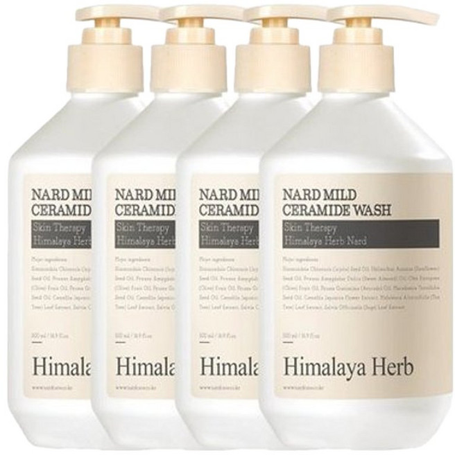히말라야 허브 나드 마일드 세라마이드 무향 바디워시 500ml x4개
