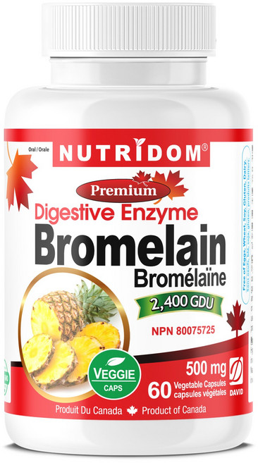 뉴트리돔 브로멜라인 파인애플효소 파파인함유 500mg 60식물성 캡슐 N197, 1개, 60정
