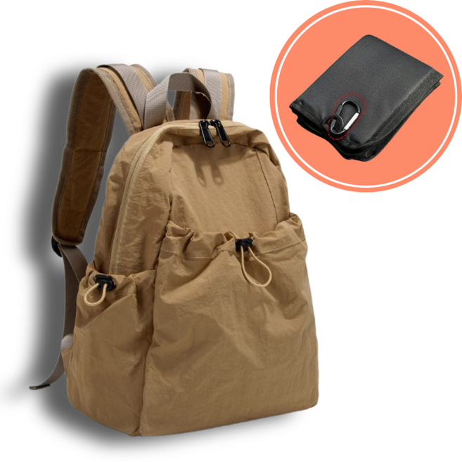 인생소품 남녀공용 미니 등산가방 도심 등산객 아웃도어 나일론백팩, 카키 (KHAKI)