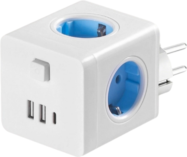 2USB+1PD 고용량 콘센트형 큐브 멀티탭 콘센트, 1개, 흰색, 12.5cm