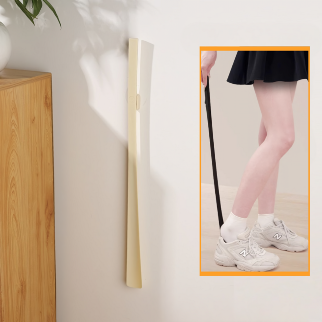 만만템 자석 부착형 롱 구두주걱, 1개, 크림화이트