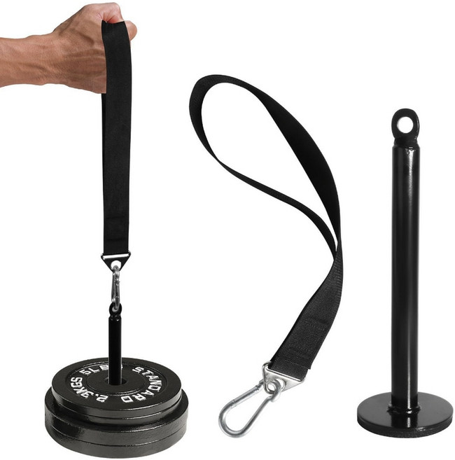 로딩핀 스트랩 포함 전완근 운동기구 추감기 헬스 중량 원판 걸이 강화, 블랙, 1세트