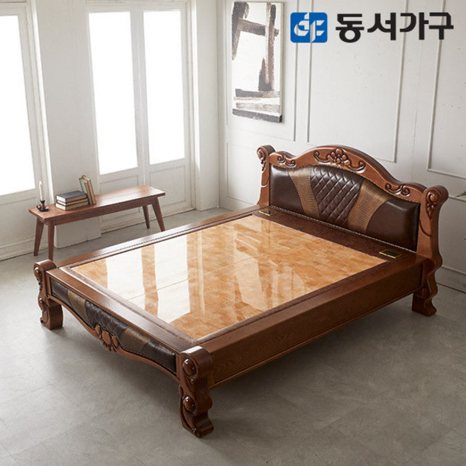 동서가구 소나무원목 가죽 명품 황옥 퀸 Q 돌침대 DF638742, 엔틱