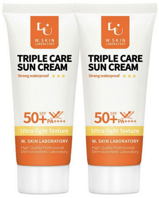 더블유피부연구소 트리플케어 선크림 SPF50 PA++++, 60g, 2개