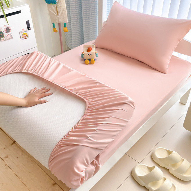 宿舍床包 台灣現貨24h 親膚磨毛防水床笠 純色學生床笠