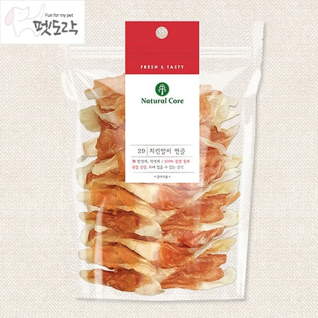 네츄럴코어 천연 치킨말이 연골 140g 강아지간식 애견껌, 29. 치킨말이연골, 1개 - 쿠팡