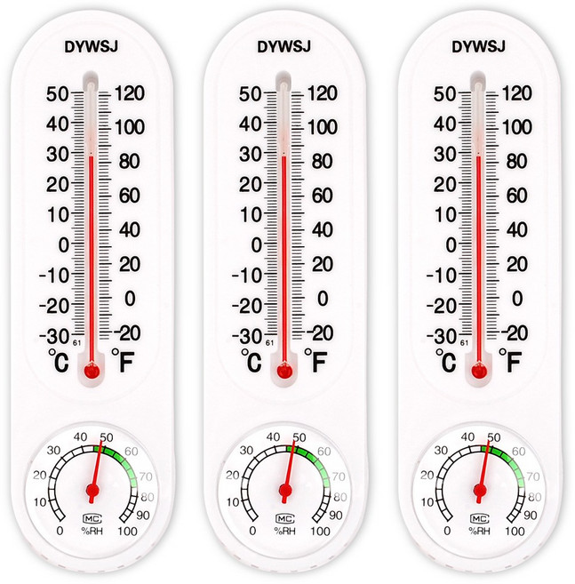 3P 벽걸이 플라스틱 온습도계 아날로그온습도계, 1set