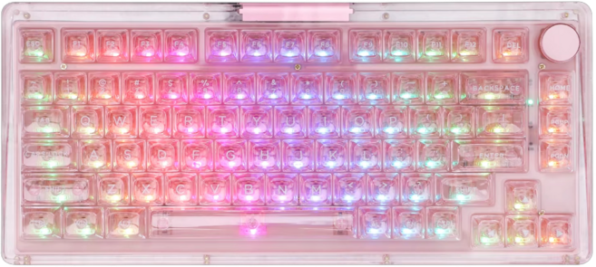 키붐 KiiBOOM Phantom 팬텀 81 V3 투명 무선 블루투스 기계식 키보드, 핑크