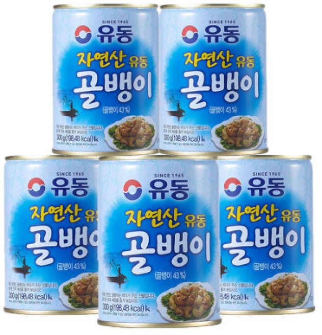 유동 자연산 골뱅이 캔 통조림, 300g, 5개