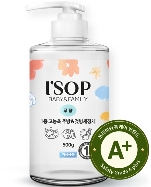 아이솝 고농축 아기 주방세제 앤 젖병세정제 무향, 1개, 500g - 쿠팡