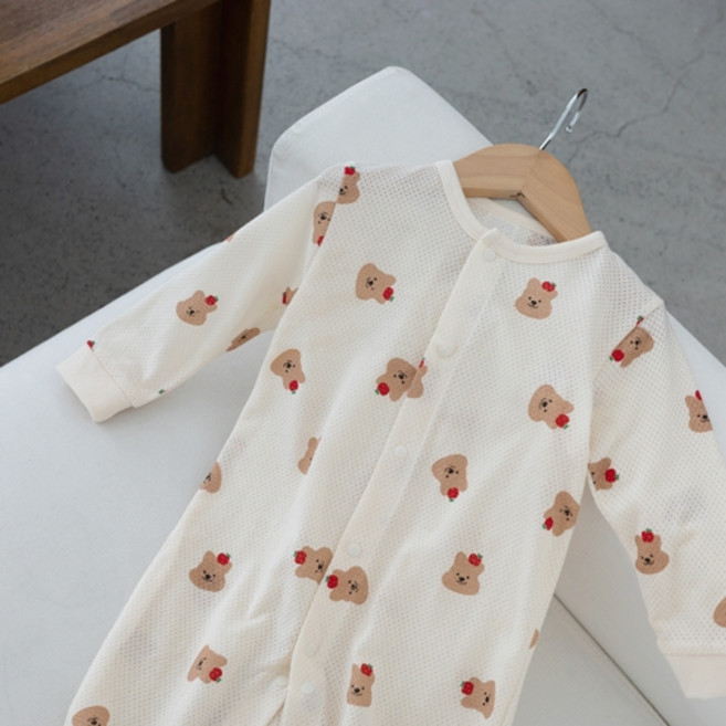 국내생산 긴팔 메쉬 우주복 아기 신생아 매쉬 바디 수트 바디 슈트 100일 백일 3개월 6개월 돌 옷 내복 내의 75 80 90