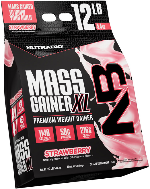 Nutrabio 增重粉 XL 草莓, 1個, 5.44kg