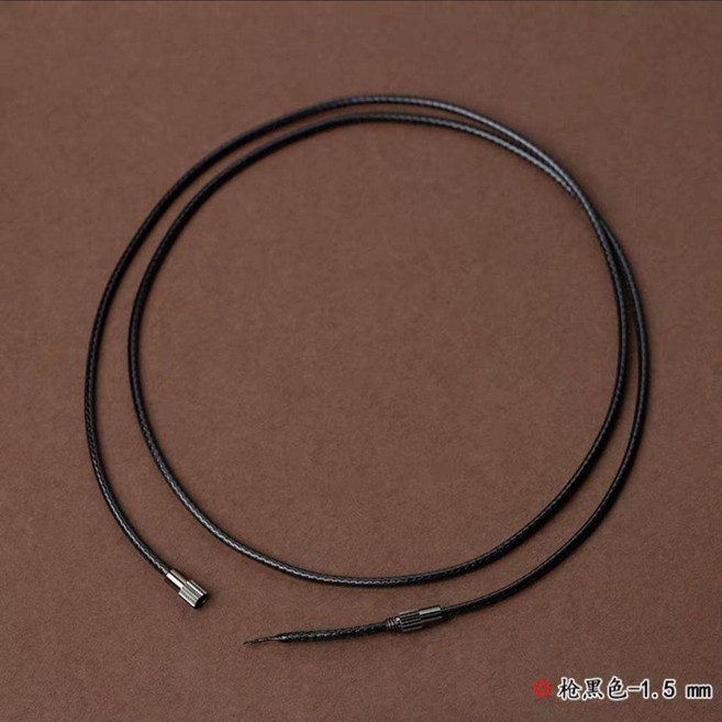 good 皮繩吊墜掛繩男女半成品黑色蠟皮繩項鍊掛件繩子細繩簡約耐用, 1個, 槍黑色1.5mm 長度70自行剪裁 黑繩