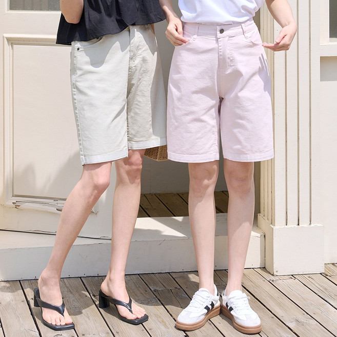 앤더데이 여성용 데일리컬러 코튼스판 5부반바지