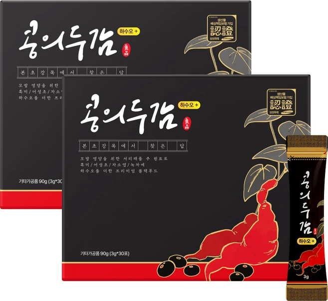 콩의두감 하수오 플러스 서리태환 적하수오환 30p, 3g, 60개 - 쿠팡