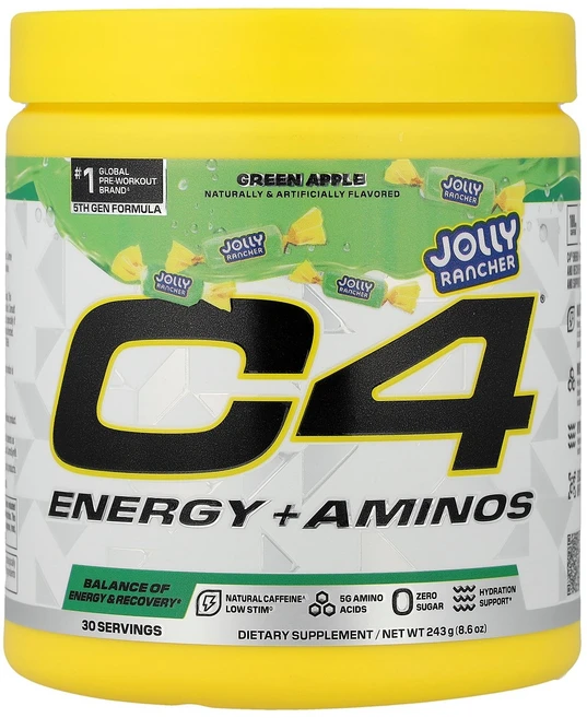 C4 / Cellucor C4® Energy + Aminos Jolly Rancher Green Apple 8.6 oz (243 g), 243 g, 1개 - 쿠팡