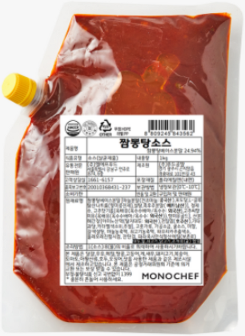 짬뽕탕소스 모노쉐프 1kg 짬뽕 고추기름 얼큰한 소스 칼칼한 깔끔한 국물, 1