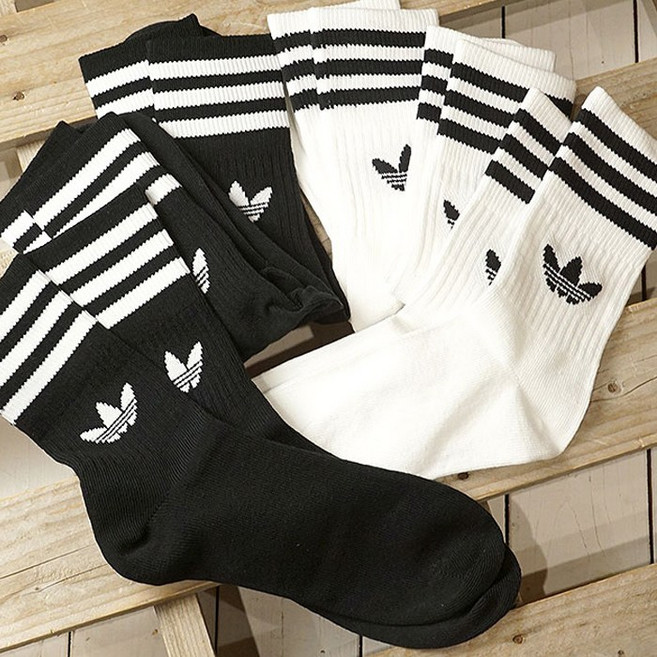 아디다스 오리지날 트레포일 크루 양말 3PCS, 솔리드(화이트), 2224