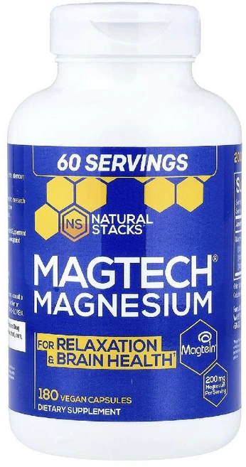 내추럴 스택스 MagTech 마그네슘 복합체 베지 캡슐 180정 - 쿠팡