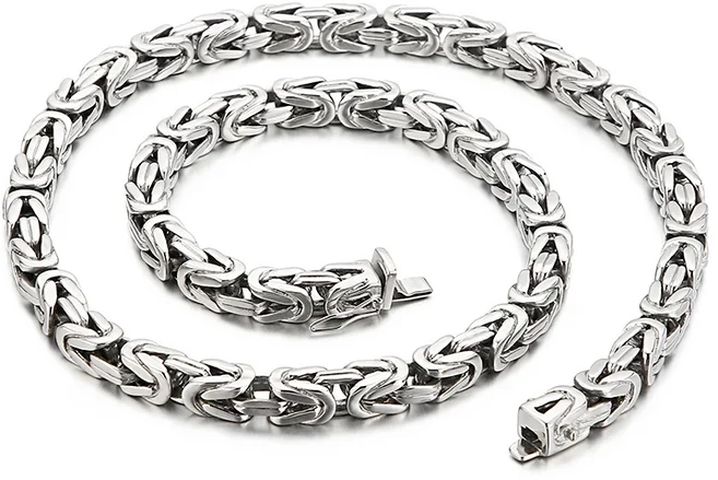 Kalen 남성용 골든 스테인레스 스틸 목걸이 팔찌 8mm 너비 60cm 힙합 파티 쥬얼리 광택 헤게모닉 제국, 03 KN111207-KJX, 05 Bracelet-20cm