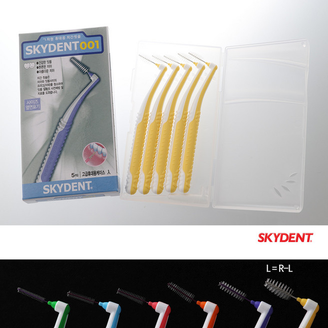 스카이덴트 001-5개입 치간칫솔 일체형 기역자형 프라그제거 치과용 치간치솔 SKYDENT, 001 5개입 치간칫솔 L, 5