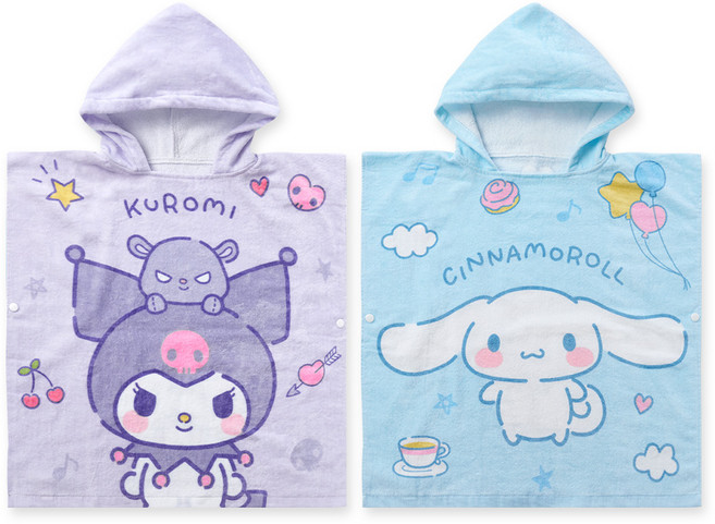 ONEDER 旺達 三麗鷗 Sanrio 大耳狗 酷洛米連帽浴巾, 紫色, 1個
