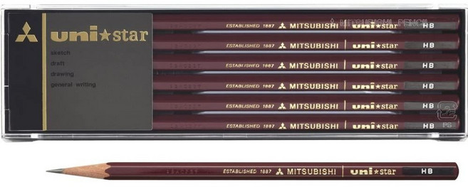 MITSUBISHI uni: 더 검고 쉽게 부러지지 않기 때문에 부드러운 글씨감 uni★star 연필 HB (12자루) / USHB