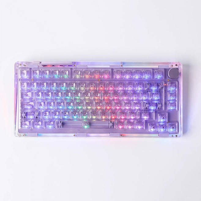 키붐 KiiBOOM 키붐 팬텀 81키 기계식 키보드 크리스탈축 투명 아크릴, 퍼플