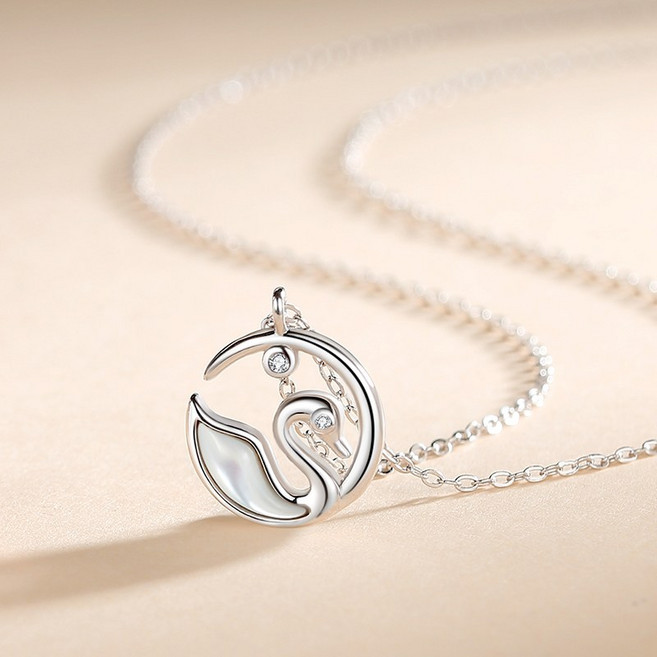 YANGTA 여성용 14k 일체형 스완 레이어드 데일리 펜던트 목걸이