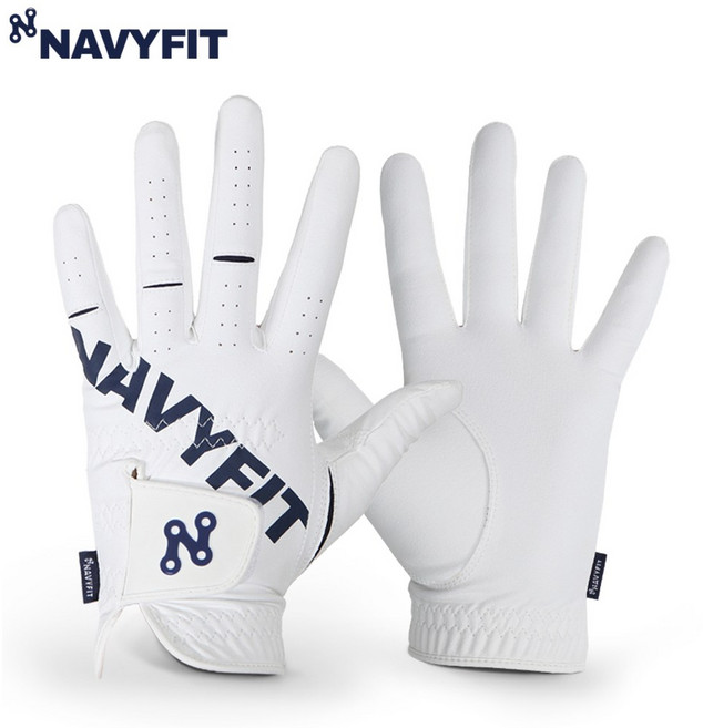 네이비핏 골프장갑 레이싱너클 프리미엄 극세사 남성용 왼손, 화이트, 1개