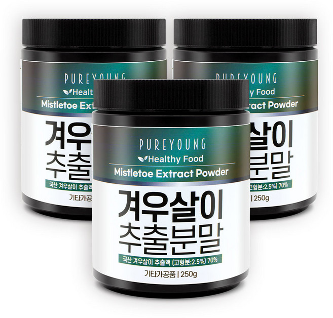 퓨어영 국산 미슬토 겨우살이 추출물분말, 3개, 250g