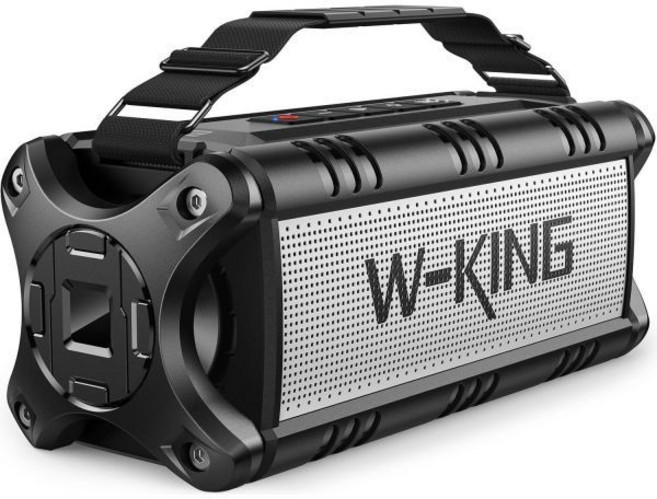 W-KING 최대 90W 블루투스 스피커 IPX6 방수 휴대용 무선 50W 저음의 강력한 야외용 스피커 (40시간 재생 시간/스테레오 페어링/TF 카드/AUX/NFC 지원), Black, Black