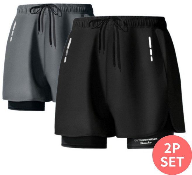 베르슈어 빅사이즈 투인원 스포츠 레깅스 반바지 2종 세트