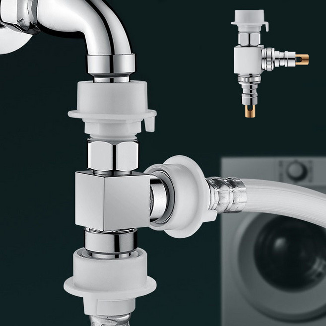 세탁기 이중출수구 분배기 360도 회전 4분 6분 겸용 원터치 설치, 1개