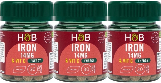 홀랜드앤바렛 아이언 철분 비타민 C 14mg, 3팩, 30정 - 쿠팡