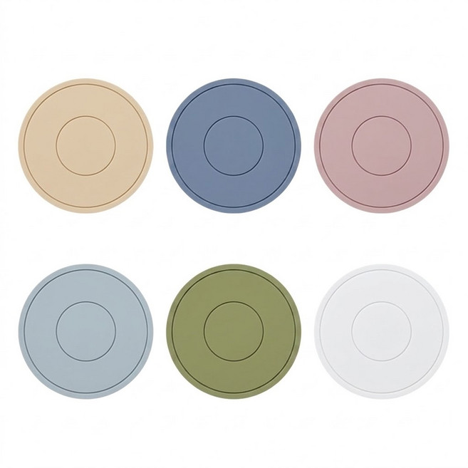 비전룸 실리콘 받침대 6종 세트, 1세트, 그린티 밀크티 옐로우 크림 그레이 차콜