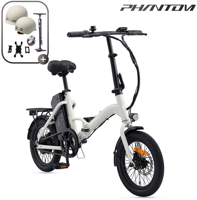 삼천리 2026 16 팬텀 이콘 F 전기자전거 도심형 출퇴근 접이식 폴딩 미니벨로, 베이지, 스틸