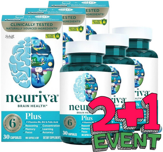 [2+1] 쉬프 뉴리바 schiff Nuriva 브레인 헬스 플러스 포스파티딜세린 캡슐 30정 / 해외직구 미국정품, 3개, 30