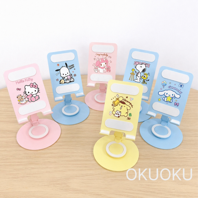 키티 핸드폰 거치대 산리오 360도 회전 접이식 휴대폰 거치대 탁상용, 1개, 스누피