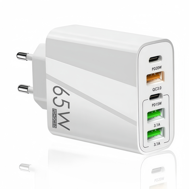 5in1 c타입 고속 충전기 65W 3USB+2PD3.0, 1개, 화이트