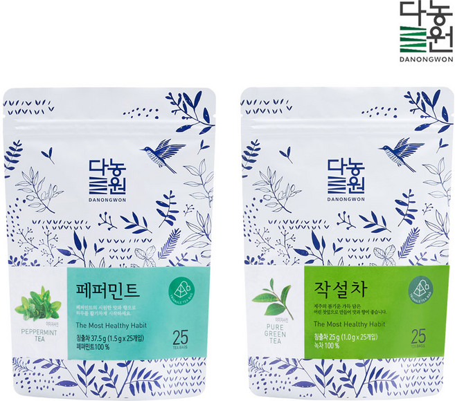 다농원 허브티 삼각티백 세트 (페퍼민트+작설차), 2개, 25개입, 1.5g